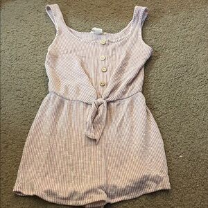 Caution To The Wind Light Pink Striped Romper